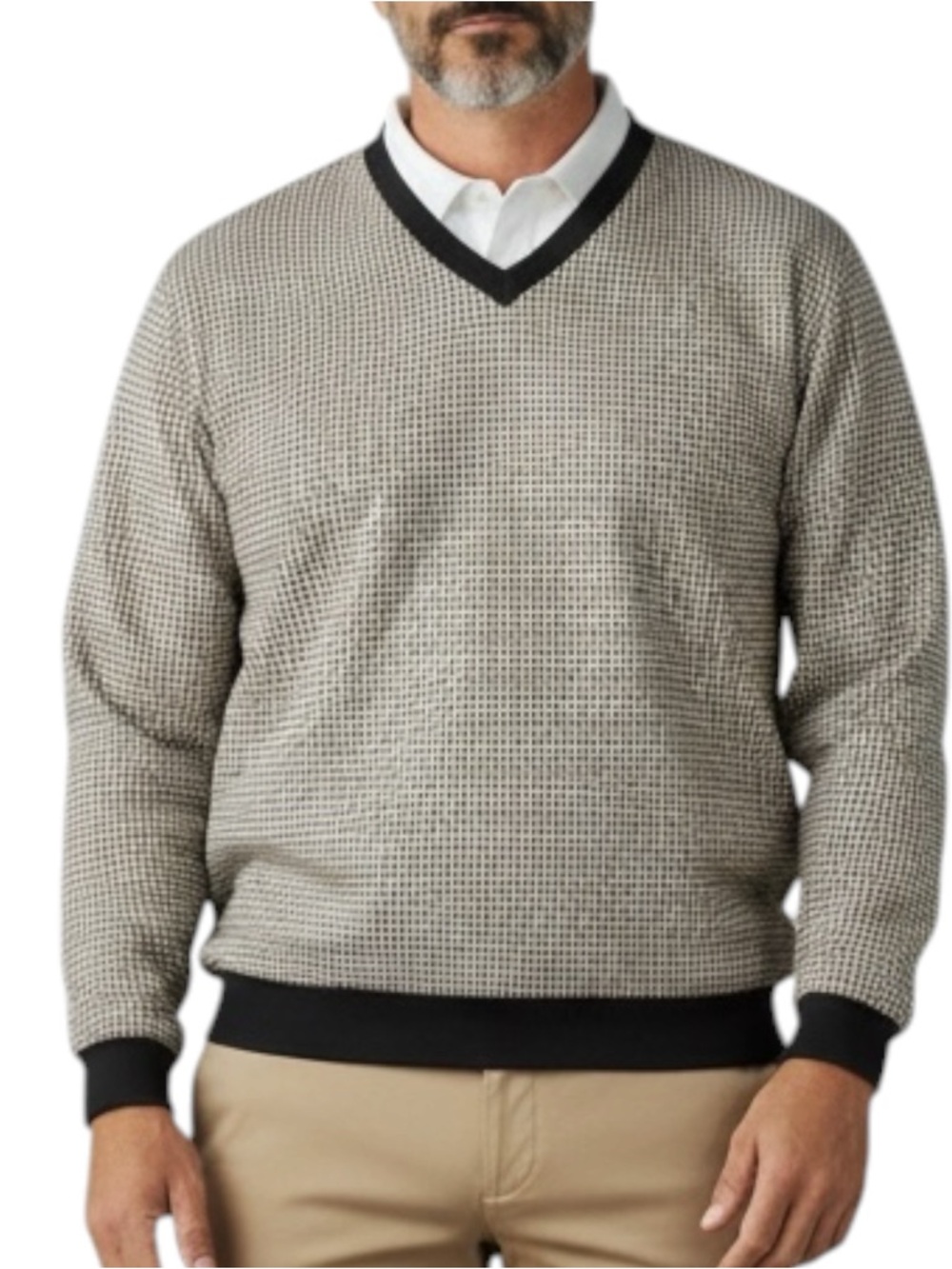 TALBOT’s Golf Wind Pullover V-Neck Top in Cream/Black Size XL